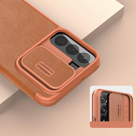 Nillkin Qin Leather Pro Case Hülle für Samsung Galaxy S22+ (S22 Plus) Kameraschutz Holster Cover Flip Cover Schwarz