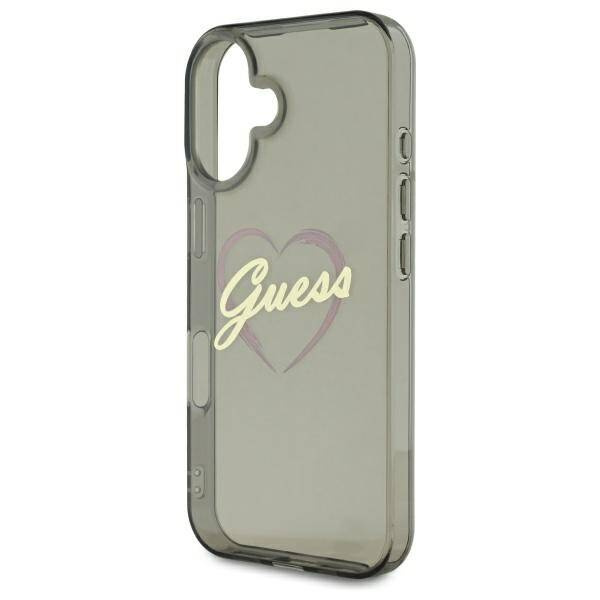 Original Handyhülle IPHONE 16 PLUS Guess Hardcase IML Heart (GUHCP16MHCHGSPK) schwarz