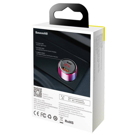 Baseus Magic Series PPS - ładowarka samochodowa Quick Charge 4.0+ / QC3.0 45W 6A czerwony (CCMLC20C-09)