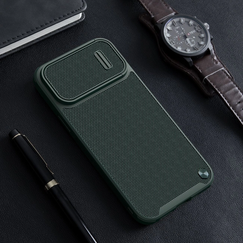 Nillkin Textured S Case for iPhone 14, armored cover with camera cover, green