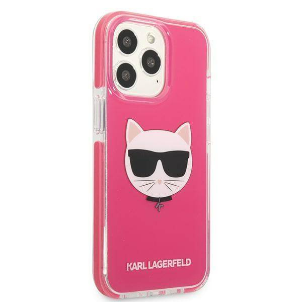 Original Handyhülle IPHONE 13 PRO MAX Karl Lagerfeld Hardcase Choupette Head (KLHCP13XTPECPI) rosa