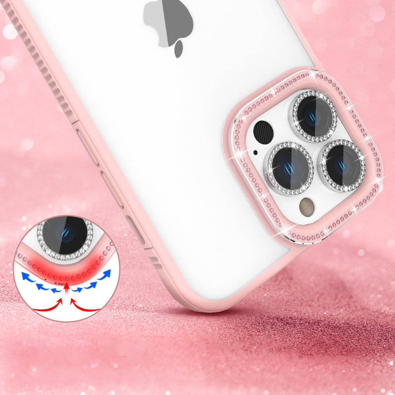 Kingxbar Sparkle Series Hülle iPhone 13 Pro mit Kristallen Rückseite rosa