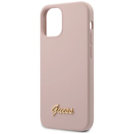 Guess Silicone Script - Etui iPhone 12 mini (różowy)