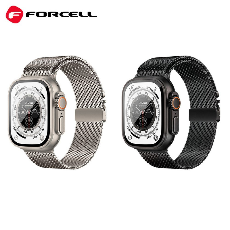 Pasek do Apple Watch Forcell F-Design FA11 zatrzask stal 42 / 44 / 45 / 49 mm srebrny