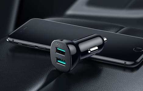 Choetech ładowarka samochodowa 2 x USB Quick Charge 3.0 30W 2,4A czarna (C0051)