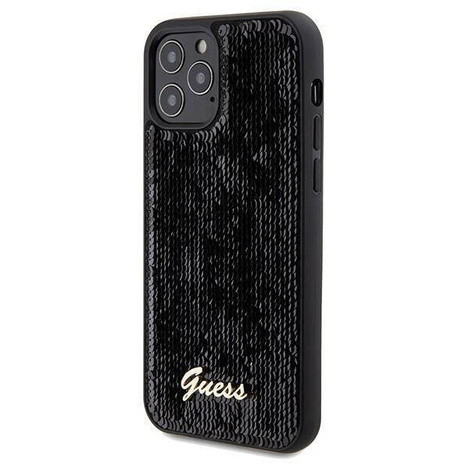 Guess nakładka do iPhone 12 / 12 Pro 6,1&quot; GUHCP12MPSFDGSK HC SEQUIN SCRIPT METAL czarna