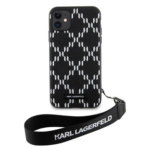 Karl Lagerfeld KLHCN61SAKLMBSK iPhone 11 / Xr 6,1&quot; schwarz/schwarzes Hardcase Monogram Losange Saffiano