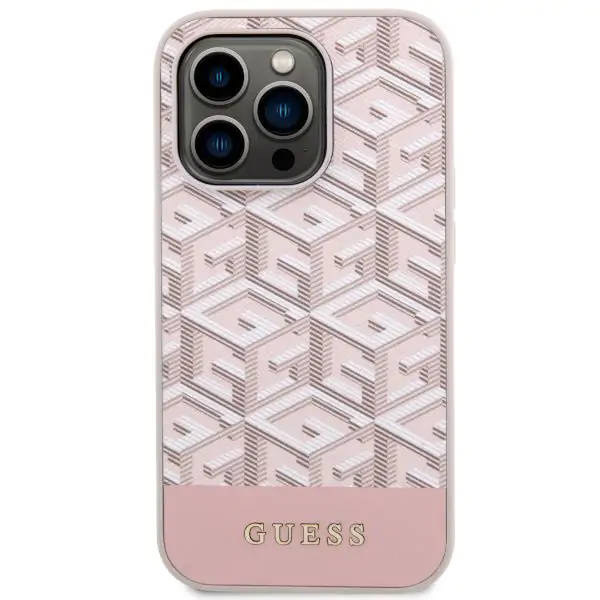 Guess GUHMP14LHGCFSEP iPhone 14 Pro 6.1" pink/pink hard case GCube Stripes MagSafe