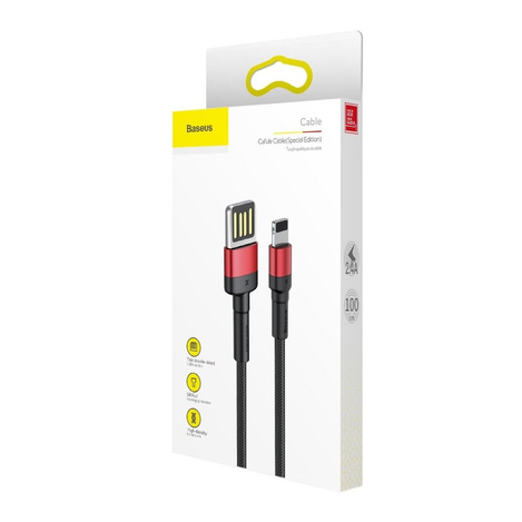 Baseus kabel Cafule USB - Lightning 1,0 m 2,4A czerwono-czarny dwustronne USB