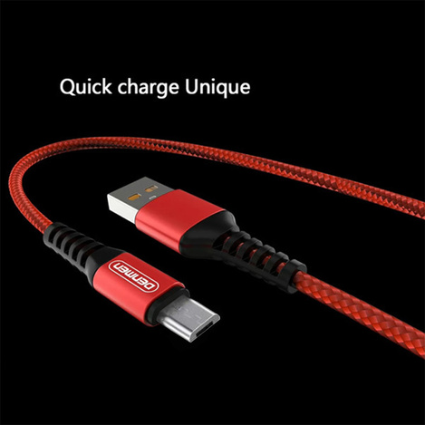 DENMEN KABEL USB WZMACNIANY OPLOT MICR CZERWONY 1M D02V