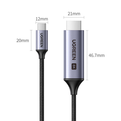USB C - HDMI 2.1 8K 60Hz Cable 1.5m Ugreen CM565 - Gray