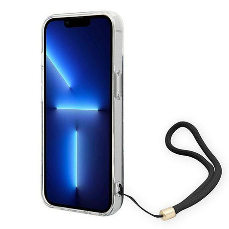 Original Handyhülle IPHONE 14 PLUS Guess Hardcase 4G Print Strap (GUOHCP14MH4STK) schwarz