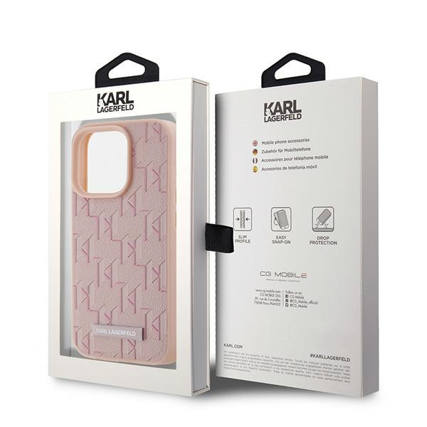 Karl Lagerfeld KLHMP15XPKHPORPP iPhone 15 Pro Max 6.7" hardcase różowy/pink Leather Monogram Metal Logo