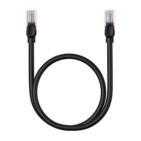 Kabel Ethernet Baseus High Speed Cat 5 RJ-45 1000Mb/s 0.5m okrągły - czarny