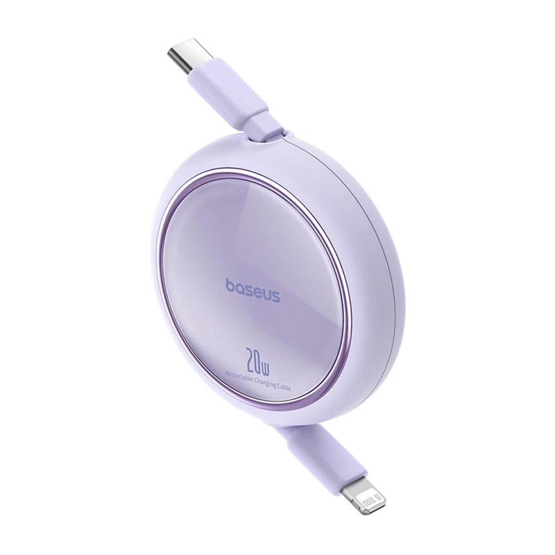 Baseus Free2Pull einziehbares USB-C/ Lightning -Kabel 20 W 1 m – Lila