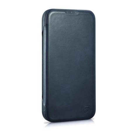 iCarer CE Oil Wax Premium Leather Folio Case iPhone 14 Plus magnetische Klapphülle MagSafe blau (AKI14220707-BU)