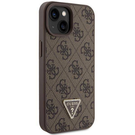 Original Handyhülle APPLE IPHONE 15 PLUS Guess Hardcase Crossbody 4G Metal Logo (GUHCP15MP4TDSCPW) braun