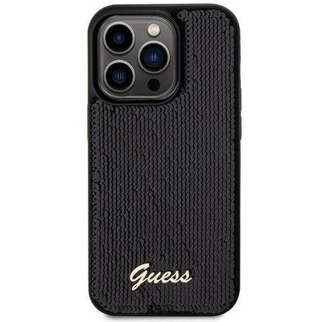 Guess nakładka do iPhone 13 Pro 6,1&quot; GUHCP13LPSFDGSK HC SEQUIN SCRIPT METAL czarna