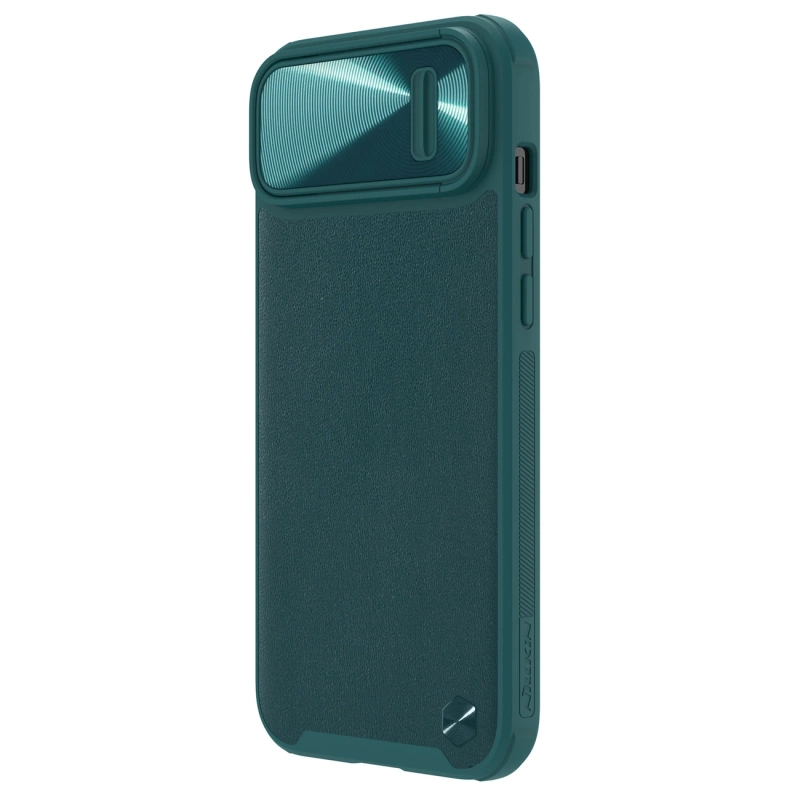 Nillkin CamShield Leather S Case iPhone 14 Plus Hülle mit Kameraabdeckung grün