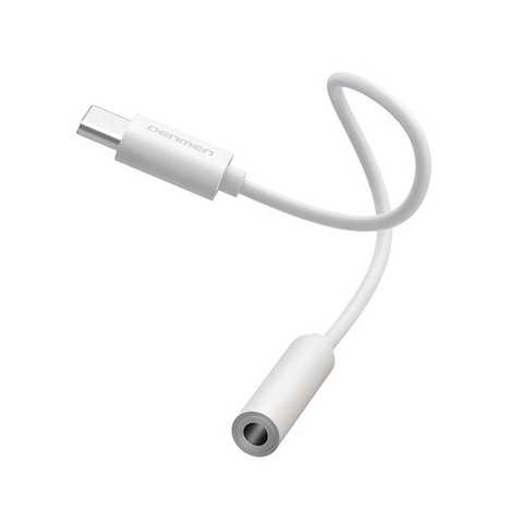 DENMEN ADAPTER HF TYP-C DO JACK 3.5 CALA BIAŁY AUDIO JACK DU01