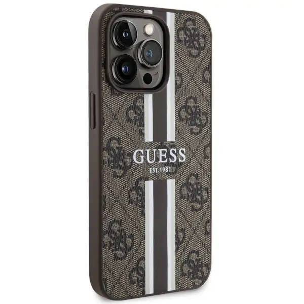 Guess GUHMP13LP4RPSW iPhone 13 Pro / 13 6,1&quot; braun/braunes Hardcase 4G bedruckte Streifen MagSafe