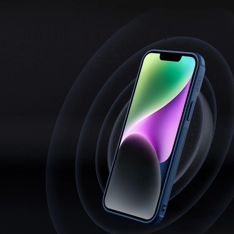 Nillkin Textured S Case für iPhone 14, gepanzerte Hülle mit Kameraabdeckung, blau
