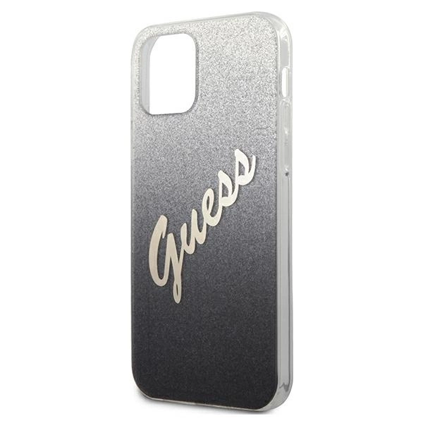 Oryginalne Etui IPHONE 12 PRO MAX 6,7" Guess Hardcase Glitter Gradient Script GUHCP12LPCUGLSBK czarne