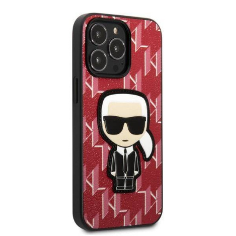 Original Case IPHONE 13 PRO Karl Lagerfeld Hardcase Monogram Ikonik Patch red