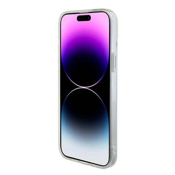 Original Handyhülle APPLE IPHONE 15 Guess Hardcase IML Iridescent MagSafe (GUHMP15SHITSQ) türkis