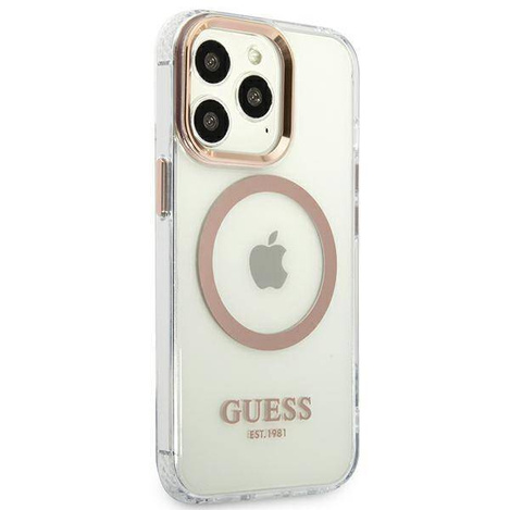 Original Handyhülle IPHONE 13 PRO MAX Guess Hard Case Metal Outline Magsafe gold