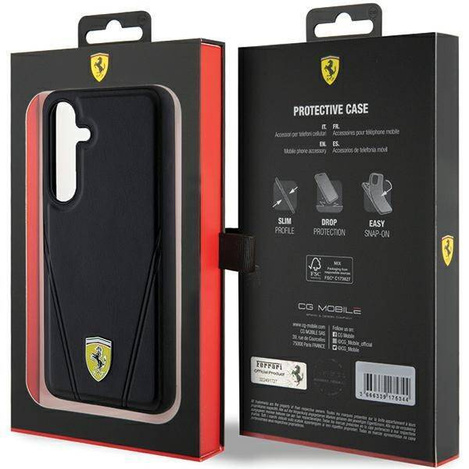 Oryginalne Etui FERRARI hardcase Hot Stamp V Lines MagSafe FEHMS24SP3BAK do Samsung Galaxy  S24 Czarny