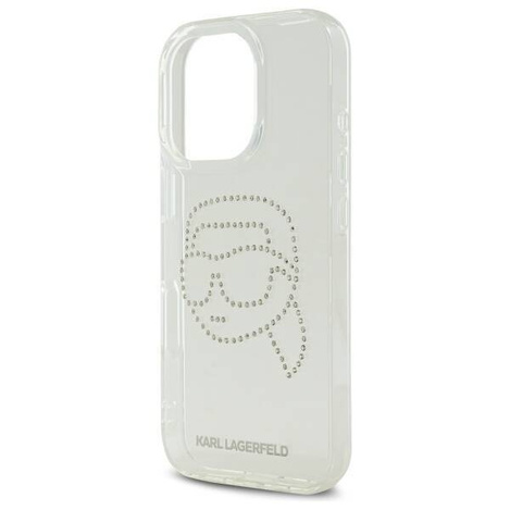 Original Case IPHONE 16 PRO MAX Karl Lagerfeld Hardcase IML Rhinestones Karl Head (KLHCP16XHKHDCELT) transparent