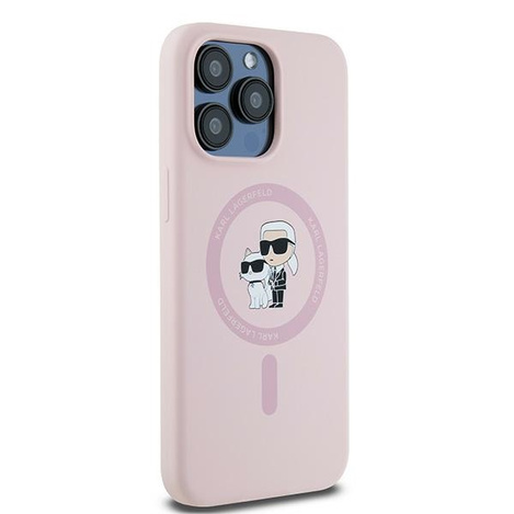 Oryginalne Etui KARL LAGERFELD hardcase Silicone Karl & Choupette MagSafe KLHMP15LSCMKCRHP do Iphone 15 Pro różowy