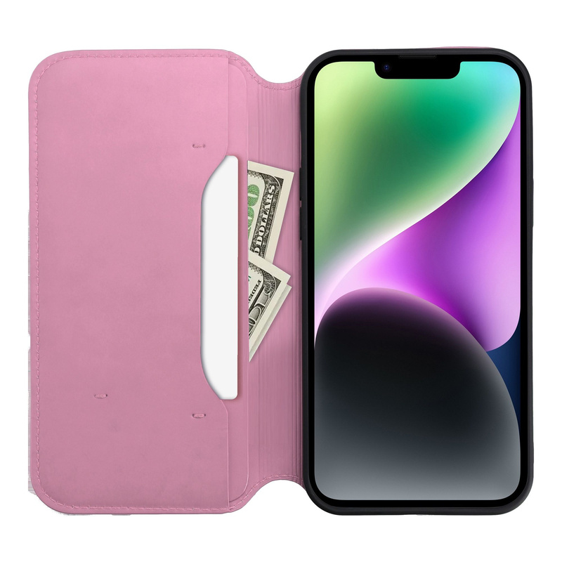 Kabura DUAL POCKET Book do SAMSUNG S24 FE jasny różowy