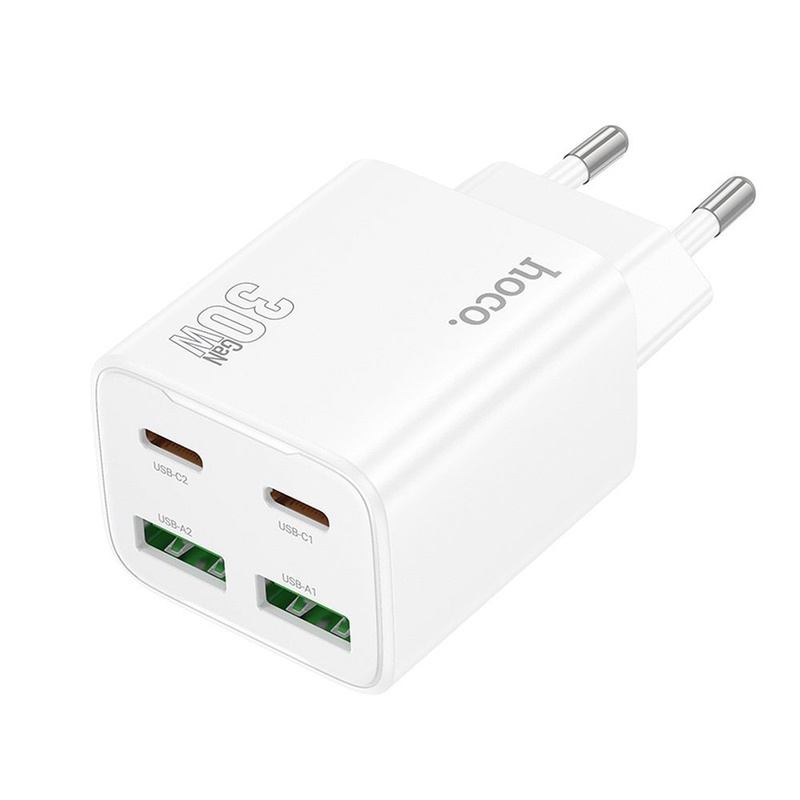 Ładowarka sieciowa do telefonu Hoco 2 x USB C + 2 x USB A QC3.0 PD 3A 30W N56 biała
