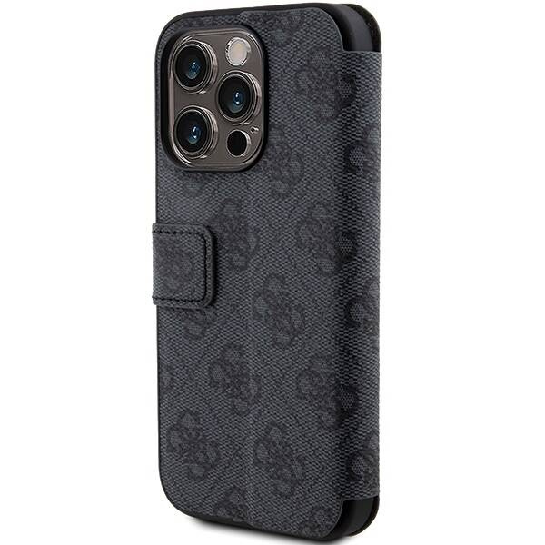 Original Handyhülle APPLE IPHONE 15 PRO Guess Book 4G Metal Gold Logo (GUBKP15L4GMGGR) grau