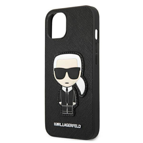 Karl Lagerfeld KLHCP13SOKPK iPhone 13 mini 5,4 &quot;black / black hardcase Saffiano Ikonik Karl`s Patch