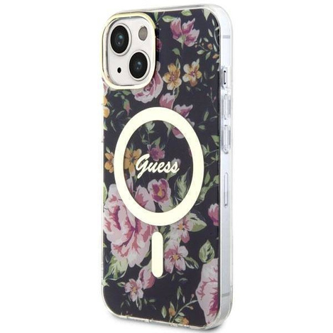 Guess GUHMP14MHCFWSK iPhone 14 Plus 6,7" schwarz/schwarz Hardcase Flower MagSafe