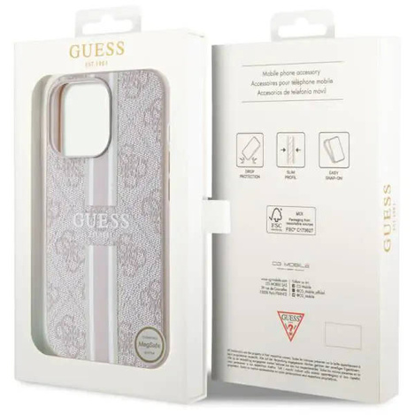 Guess GUHMP13LP4RPSP iPhone 13 Pro / 13 6,1" rosa/rosa Hartschale 4G bedruckte Streifen MagSafe