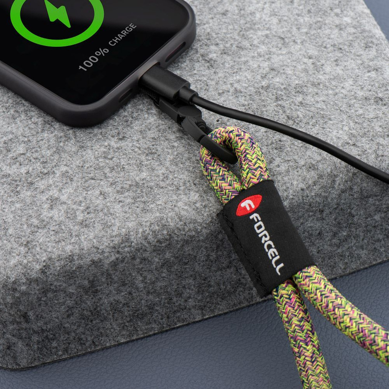 Smycz do telefonu na nadgarstek z regulacją długości Forcell F-Design R10X40 (max 20cm w pętli) zielono różowo fioletowa