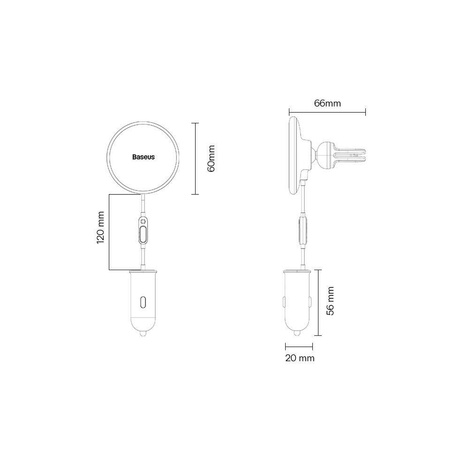 Baseus CW01 MagSafe 15W USB 25W induktives Autoladegerät - Schwarz