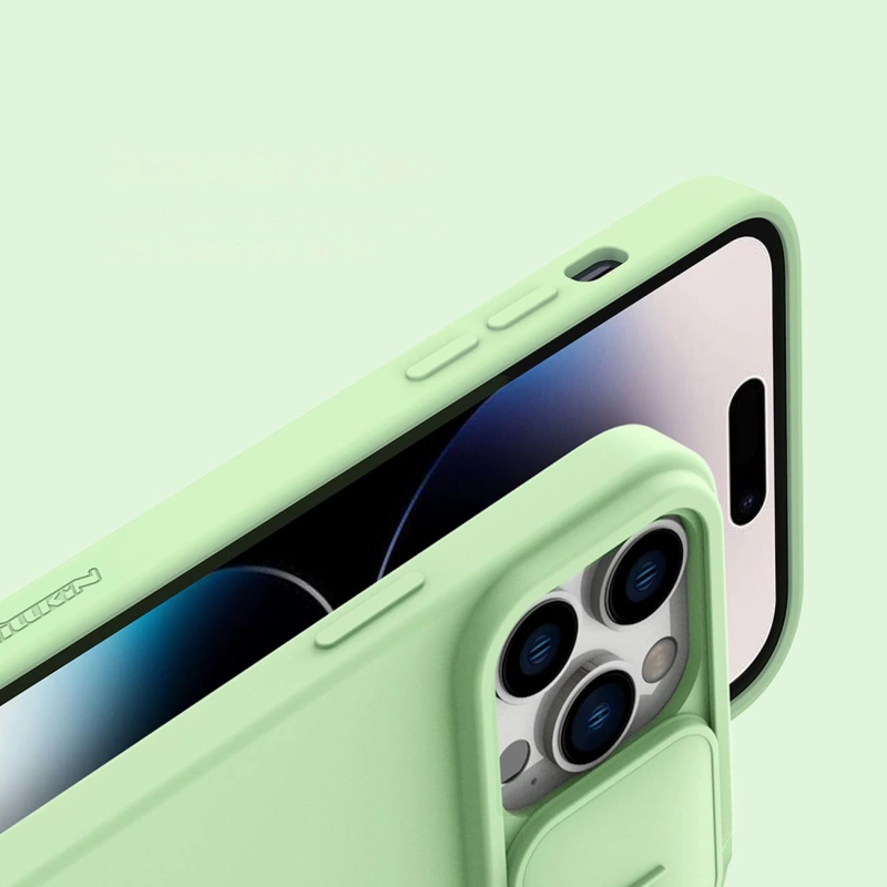 Nillkin CamShield Magnetische Silikonhülle iPhone 14 Pro Max Magnetische MagSafe-Abdeckung mit Kameraschutz Blau