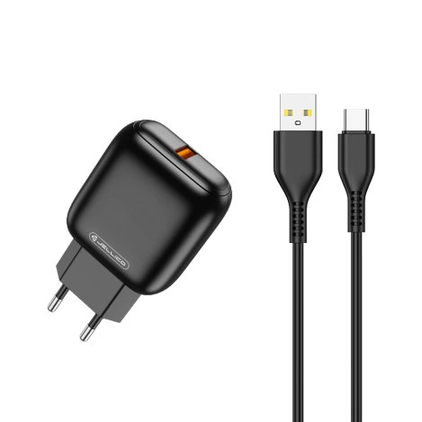 JELLICO ładowarka sieciowa C32 18W 1xUSB QC3.0 + kabel USB-C Czarny