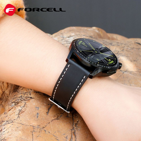 Pasek do Samsung Galaxy Watch Forcell F-Design FS21 skóra ekologiczna 22 mm brązowy