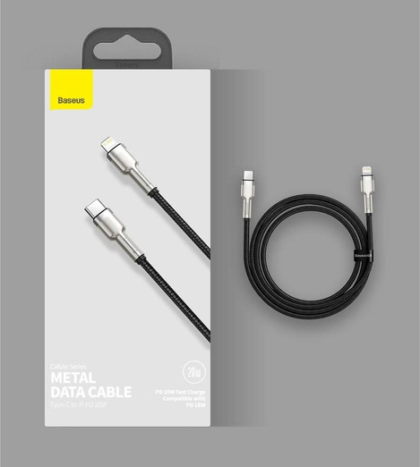 Baseus Cafule Metal Data kabel USB Typ C - Lightning 20 W Power Delivery 1 m biały (CATLJK-A02)