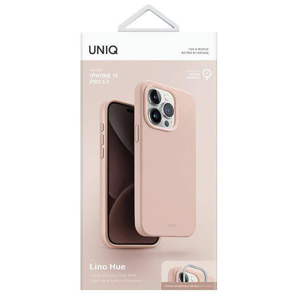 Uniq Lino Hue iPhone 15 Pro 6.1&quot; case Magclick Charging pink/blush pink