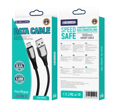JELLICO kabel B18 Micro 3.1A 1M Czarny