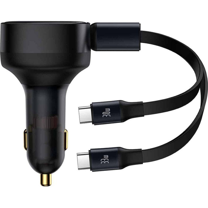 Ładowarka samochodowa 2w1 33W 2x USB C (męskie) Baseus Enjoyment - czarna