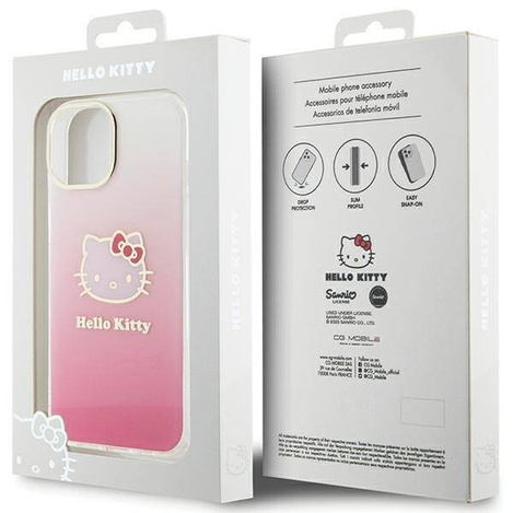 Hello Kitty IML Gradient Electrop Kitty Head Hülle für iPhone 15 – Rosa