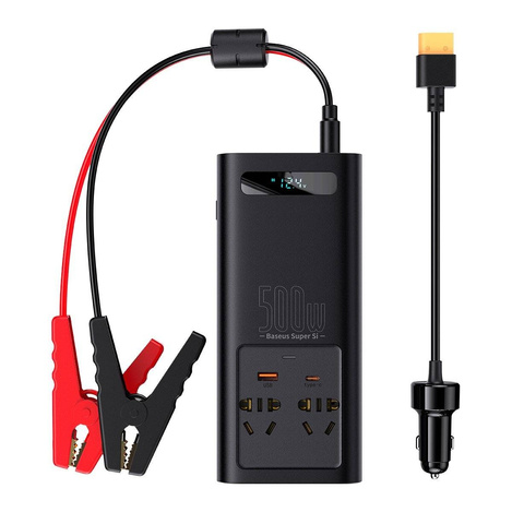Baseus Auto-Wechselrichter 150W 12V / 500W 220V (EU- und CN-Stecker) schwarz (CGNB000101)